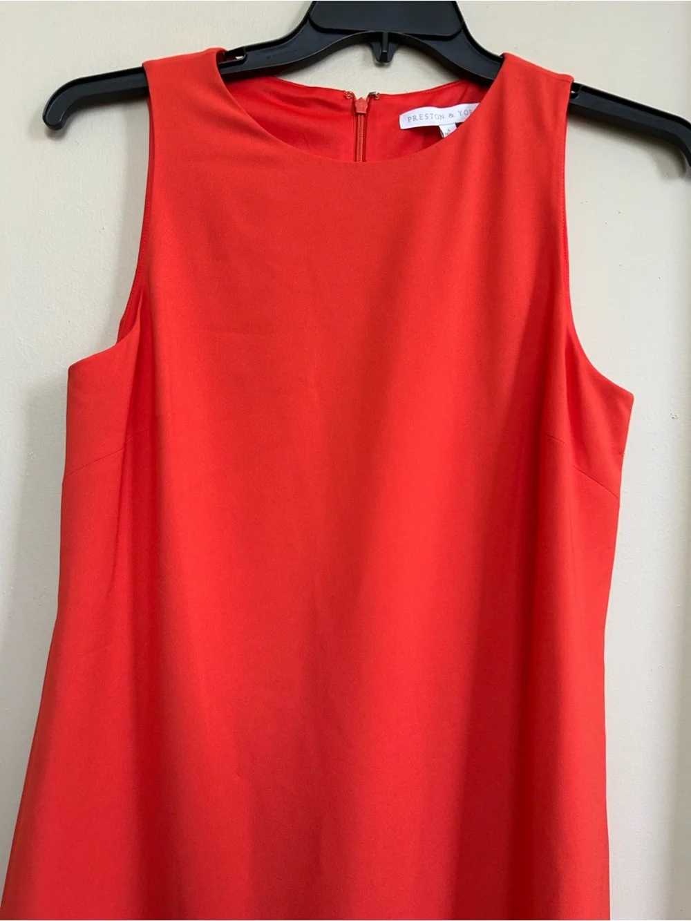 Preston & York Vibrant Orange Red Sleeveless Dress with Ruffle Hem, 6 - Picture 2 of 5